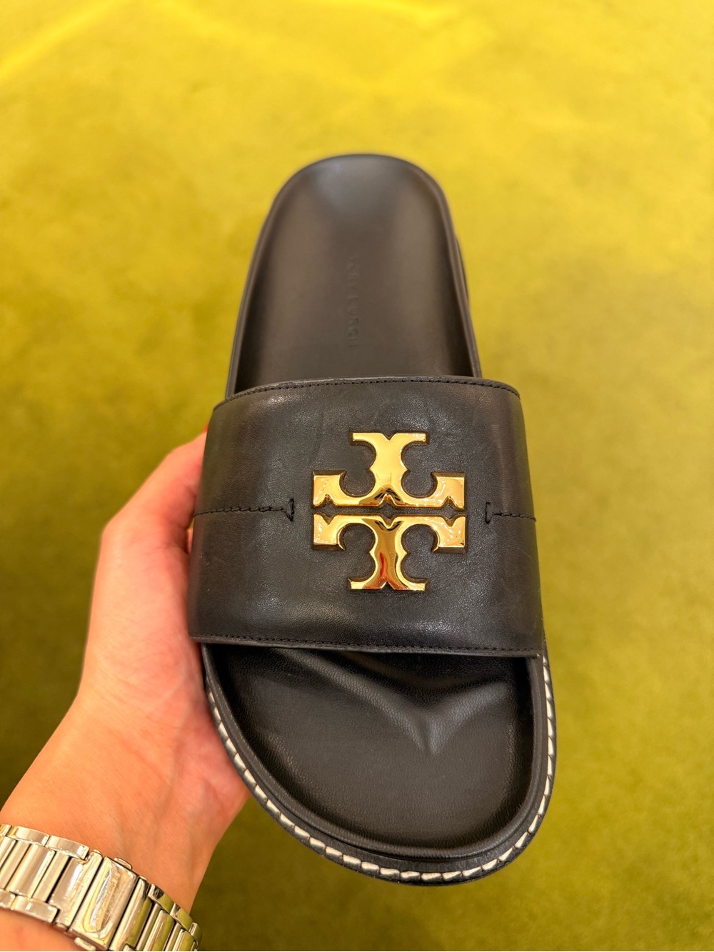 Tory Burch Everly Anatomic Lug Sandals, Black - Picture 3 of 8